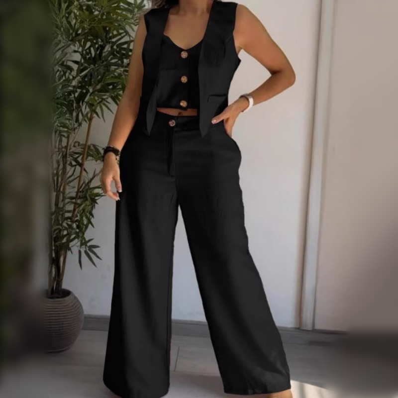 Women's Trendy Sleeveless Top & Wide-Leg Pants Two-Piece Set