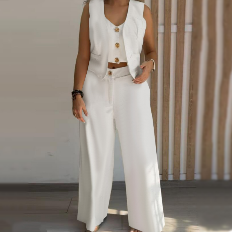 Women's Trendy Sleeveless Top & Wide-Leg Pants Two-Piece Set