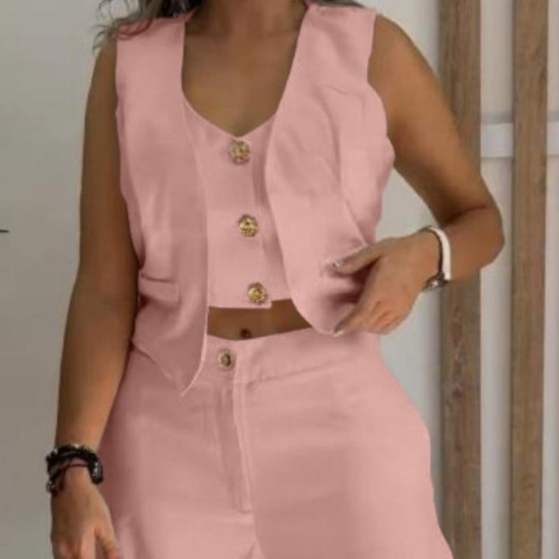 Women's Trendy Sleeveless Top & Wide-Leg Pants Two-Piece Set